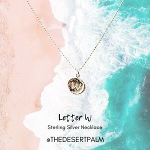 Sterling Silver Letter W Initial Necklace 16" Dainty Pendant